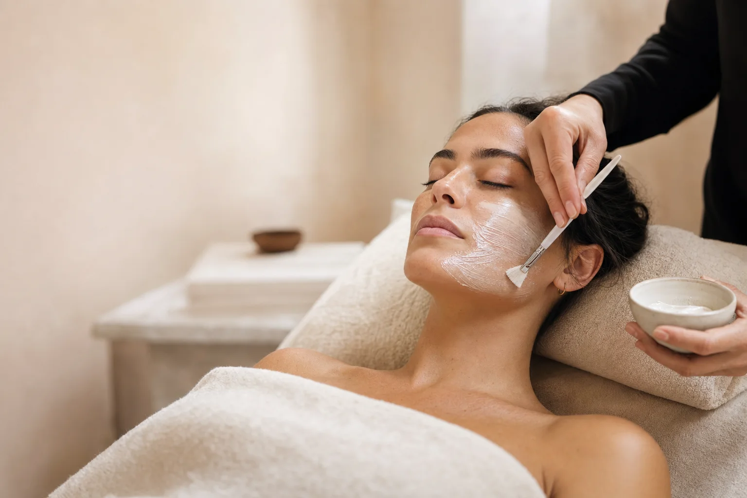 Trattamento viso professionale in un ambiente elegante
